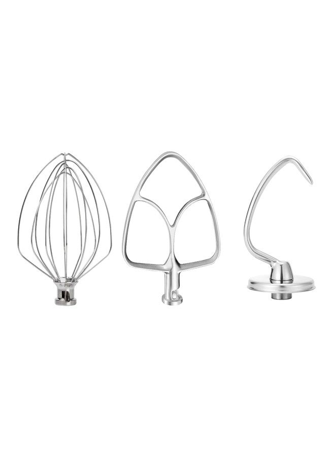 CHUDODO Stainless Steel Accessories for KitchenAid 4.5-5 Qt Tilt-Head Mixer, K45 Whisk, Flat Beater and Dough Hook for 5 Quart Mixing Bowl, Fits KSM45, KSM90, KSM150, Dishwasher Safe, Heavy Duty - Image 1